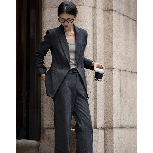 Demana Intelligent Elite Suit Spring and Autumn Lapel Collar Shoulder Pads Waist Suit Hiding Flesh Temperament Women's Two-piece Set