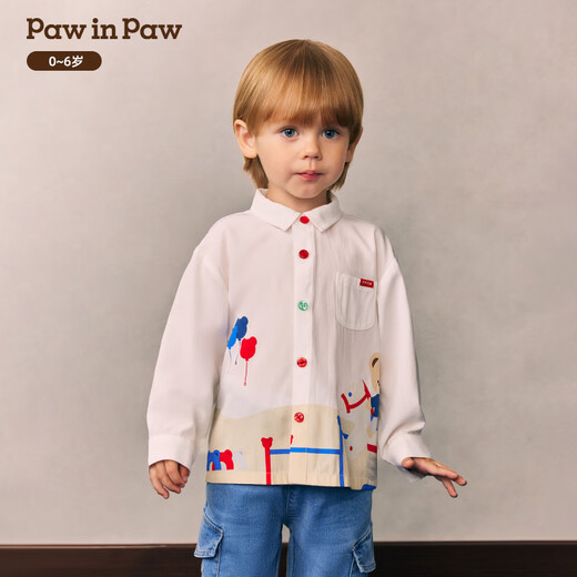 PawinPaw cartoon bear children's clothing 26 spring and summer new baby boy bear pony printed shirt cute