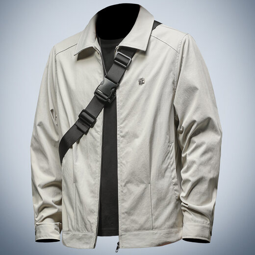 Ji Yan's cool and sassy men's jacket trend spring light mature lapel business casual executive jacket for young men apricot color high-density cotton feel M (suitable for 115-130 Jin Jin equals 0.5 kg)