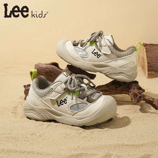 LEE KIDS children's shoes spring new children's mesh running shoes outdoor mountaineering sports shoes for men and women Khaki 36