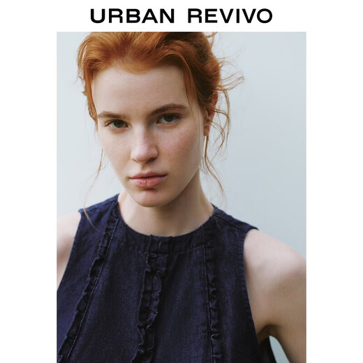 UR2026 Summer New Women's Urban Design Lace Sleeveless Cotton Denim Shirt UYU860041+ Blue S