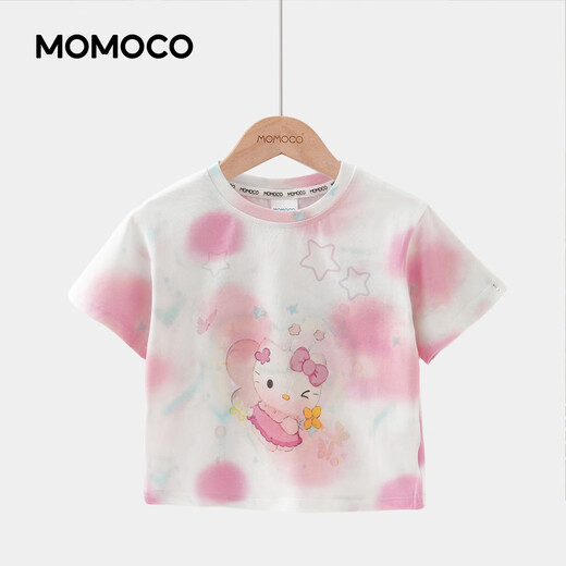 Mami Maca (MOMOCO) children's T-shirt summer girls short-sleeved sweet fashion T-shirt white 105