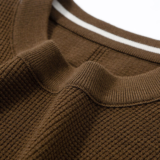 GUSKI brand wool sweater men's 100% pure wool high count worsted sweater autumn and winter solid color round neck waffle bottoming shirt black 100% pure wool S 165 reference weight 105-120Jin Jin is equal to 0.5 kg