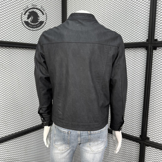 ANDSEEYOU brand men's leather jacket 2026 spring new trendy fashion stand-up collar top versatile casual PU leather jacket gray green L