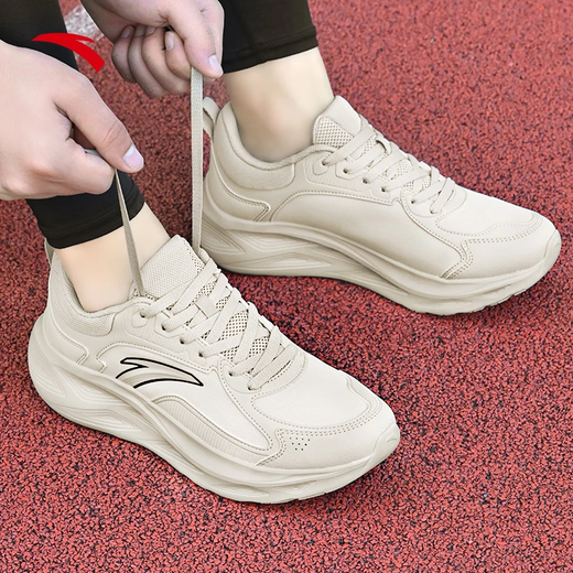 ANTA Men's Leather Water-Repellent Sports Shoes 2026 Spring and Summer Commuting Casual Shoes Lightweight Breathable Cushioning Running Shoes Plain Gray-6 Spring Leather Version-Waterproof and Anti-Slip 42 (Male 8.5)