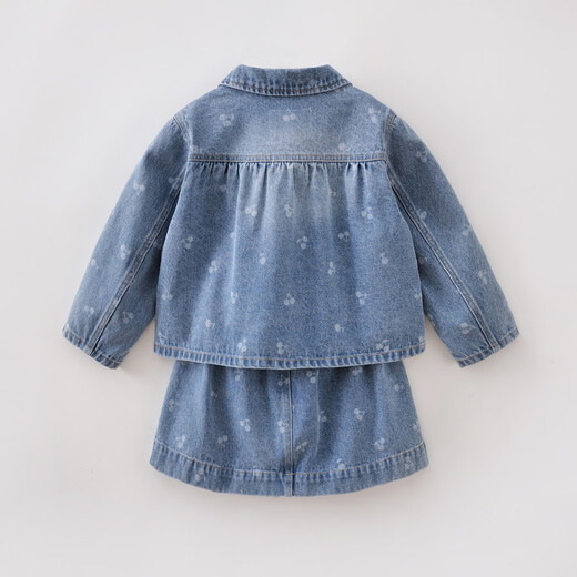 MARC&JANIE Mark Jenny Spring Little Cherry Girls Pure Cotton Denim Suit 2026 Spring New Style 560285 Blue 90 (recommended height 81-90)