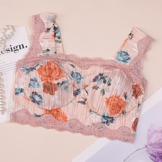 No wire underwear for women with small breasts, anti-exposure tube top, lace full cup, seamless vest chest, 196 black, one size fits all, 75B