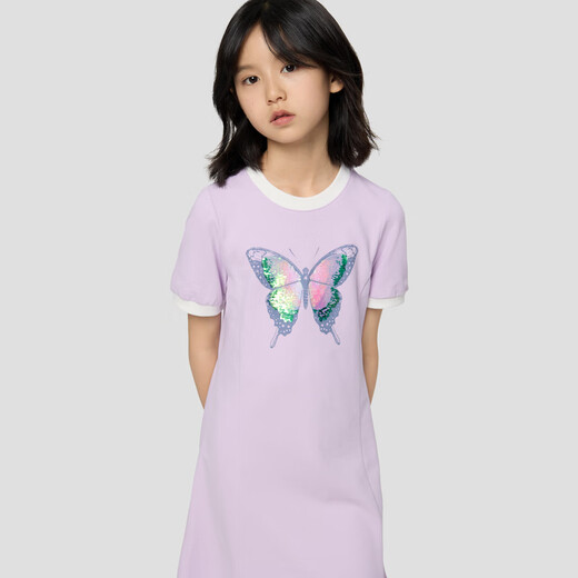 GAP Girls 2026 primavera nueva diversión Flip lentejuelas vestido de manga corta vestido de camiseta para niños 861444