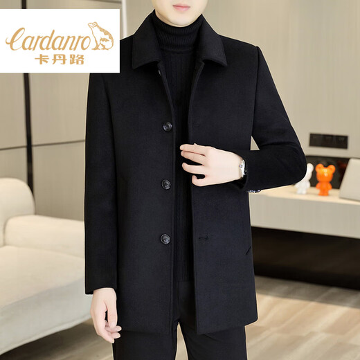 CARDANRO luxury brand high-end men's wool coat 2026 mid-length spring and autumn business casual fashion windbreaker black XL 180