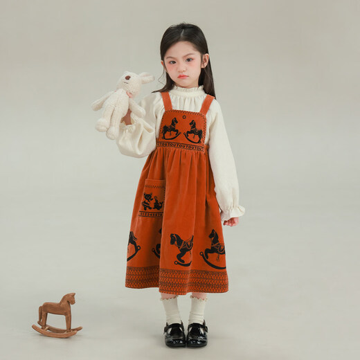 UTOUTO Big Ear Elephant Girls Fungus Lace Solid Color Shirt 2026 Spring New Style Baoer Casual Versatile Long Sleeve Top Oatmeal Apricot Spot 130