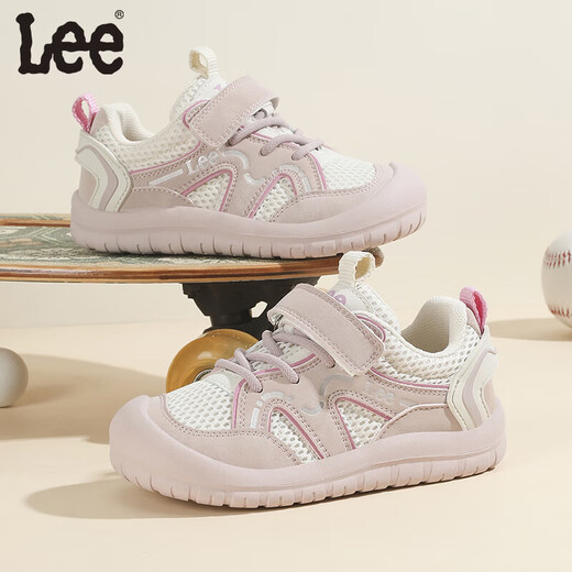 Lee children's sports shoes summer new casual running shoes Velcro for boys and girls shoes anti-collision toe outdoor shoes pink 29 recommended foot length 177mm