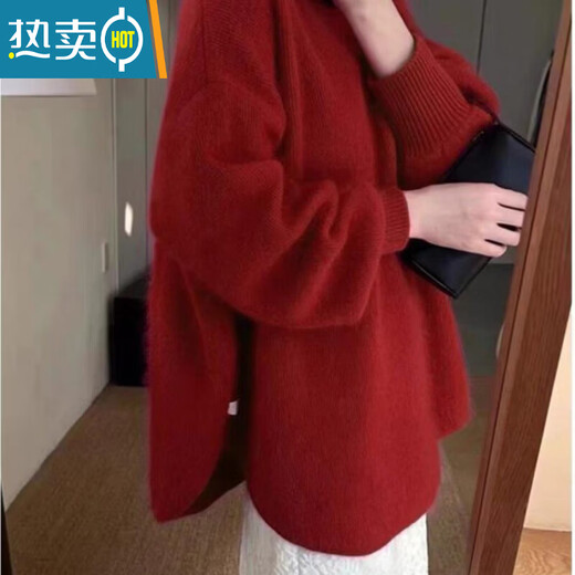 Xia Dian Suding Queen (SE.PSTP) pumpkin orange lazy style raccoon velvet mid-length sweater for women autumn and winter new loose-feeling pullover sweater orange M recommended 95-110 Jin Jin equals 0.5 kg