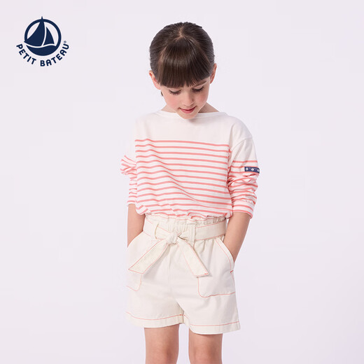 PETIT BATEAU 2026 spring and summer new product French Petitbateau small sailboat children's clothing children's long-sleeved T-shirt A0FR7 orange/white one size 110cm