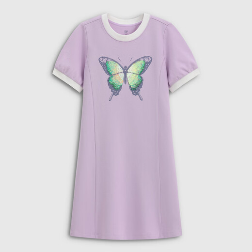 GAP Girls 2026 primavera nueva diversión Flip lentejuelas vestido de manga corta vestido de camiseta para niños 861444