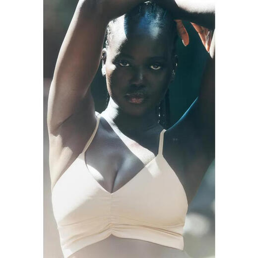 ALO YOGA Women's Bra Support Seamless Thin Push-Up Sports Daily Bra Simple Macadamia One Size | S