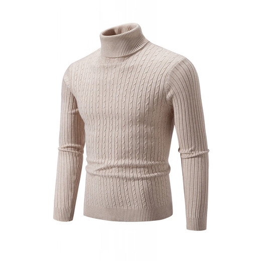 Turtleneck men's sweater autumn and winter Korean version slim fit thickened warm sweater long collar knitted bottoming shirt trendy black XL