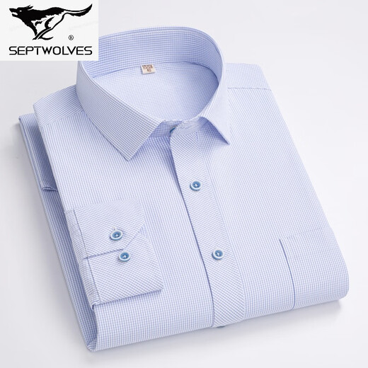 Septwolves long-sleeved professional formal shirt men's striped large size shirt business casual middle-aged dad no-iron men's top E08-30 39