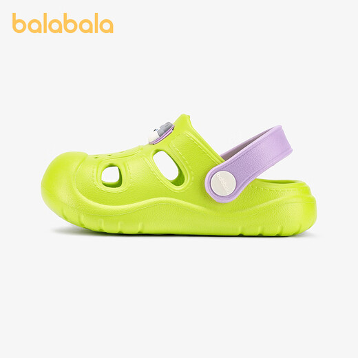 BALABALA children's slippers, girls' summer baby's clogs, breathable indoor bathing sandals, boys' beach shoes, small and medium-sized children, Kaixinguo Green 21, inner length 14cm, suitable for feet 13.5-14cm long