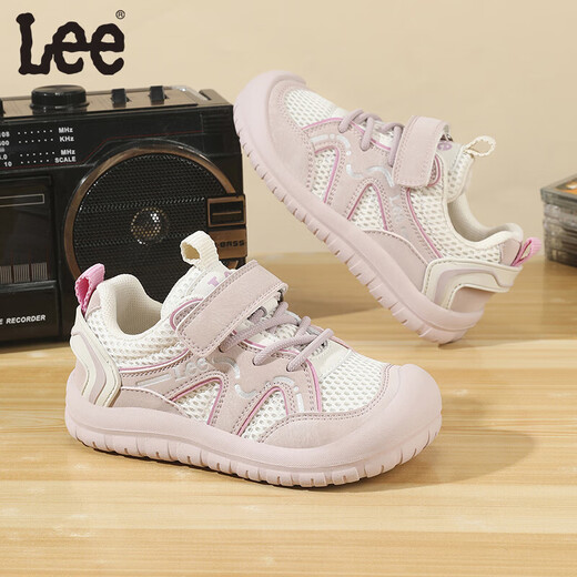 Lee children's sports shoes summer new casual running shoes Velcro for boys and girls shoes anti-collision toe outdoor shoes pink 29 recommended foot length 177mm