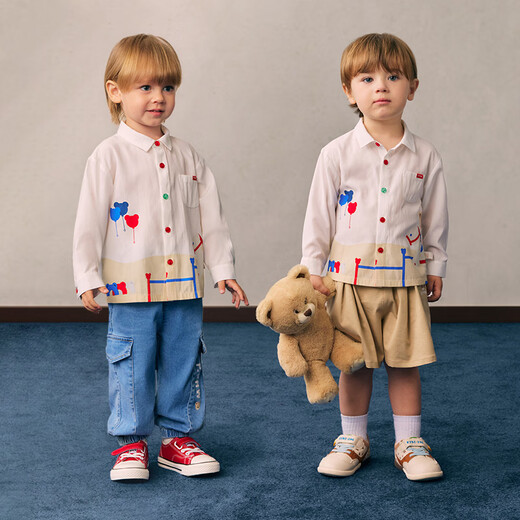 PawinPaw cartoon bear children's clothing 26 spring and summer new baby boy bear pony printed shirt cute