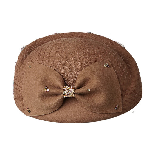 Lan Shimeng wears LACE MONDE retro elegant bow wool beret women's autumn and winter fashion fishnet beret fashion hat wholesale customization black M adult one size fits all (adjustable 56-58c)