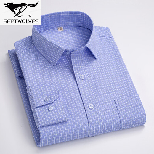 Septwolves long-sleeved professional formal shirt men's striped large size shirt business casual middle-aged dad no-iron men's top E08-30 39