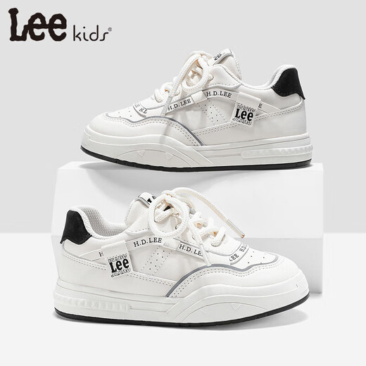Lee children's shoes, spring children's white shoes, versatile casual shoes, girls' sneakers, boys' moral training running shoes, beige 26, recommended foot length 165mm