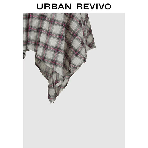 UR2026 Spring New Children's Clothing Girls Urban Plaid Splicing Super Loose Cotton Skirt UGU560006 Pink Gray Plaid 110