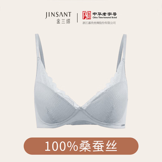Jinsanta Silk Wire-Free Push-Up Bra Breathable, Comfortable, Thin Lace Thin Underwear Monsoon Blue 70B