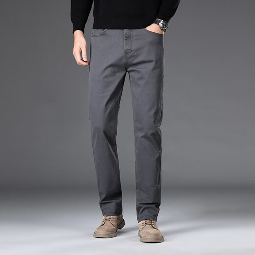 K-Boxing 2025 Spring New Men's Pants American Casual Pants Men's Casual Men's Pants Pure Cotton Pants Men's Loose Straight Pants Men's Dark Gray 28