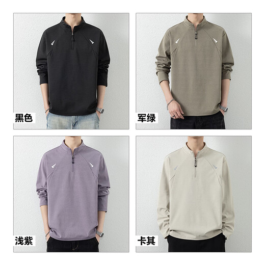 Jeanswest sweatshirt men's spring new style simple and versatile casual business round neck youth tops comfortable student bottoming shirt men's clothing