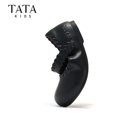 TATA Dream Series Girls Princess Shoes 2026 Spring New Black Small Leather Shoes Soft Sole British Style Performance Shoes TT6137 Black 27