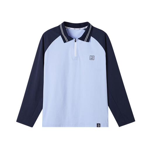 Piggy Tony rice paper quick-drying polo shirt, boy's T-shirt, children's long-sleeved T-shirt, fat children's clothing, plus fat, school uniform, sports spring, sports long-sleeved polo blue, one size fits all, 140cm, suitable for 130-145 height, 70-90Jin Jin equals 0.5 kg