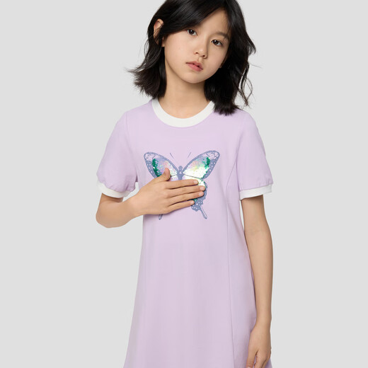 GAP Girls 2026 primavera nueva diversión Flip lentejuelas vestido de manga corta vestido de camiseta para niños 861444