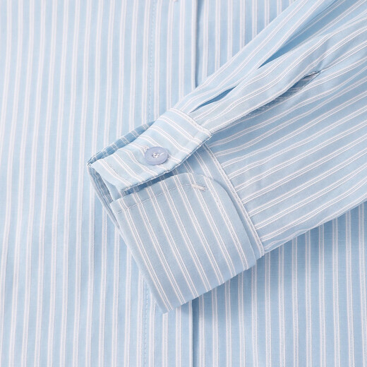 ELLE KIDS children's clothing blue and white striped long-sleeved shirt girls spring new French preppy style embroidered top blue and white stripes 165 (M)