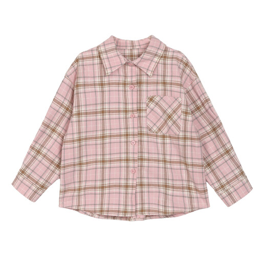 LUSON Children's Clothing Baby Plaid Shirt Women's Long Sleeve 2026 Spring New Style Girls Casual Shirt with Jacket Pink Plaid 80