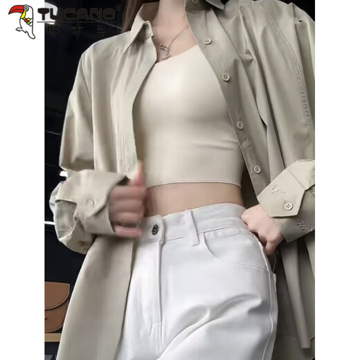 Woodpecker (TUCANO) design niche shirt jacket for women 2026 spring and summer new embroidered retro casual loose long-sleeved sun protection shirt green gray S recommended 80-95Jin Jin equals 0.5 kg
