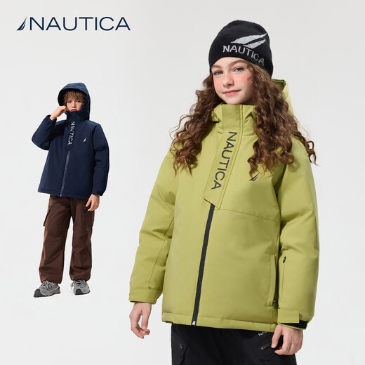 NAUTICA children's clothing, boys and girls, outdoor autumn and winter children's down jackets, big children's outerwear, three-proof snow shell, navy 170