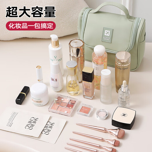 Wozun cosmetic bag for women 2024 new high-end toiletry bag large capacity portable waterproof travel cosmetic storage bag beige with hook for hanging