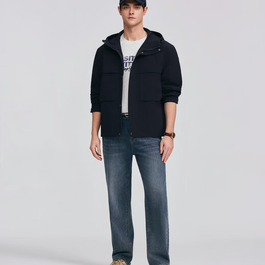 POLOWALK Men's Men's Jacket 2026 Spring New Simple Hooded Outdoor Casual Men's Top Jacket Navy S S