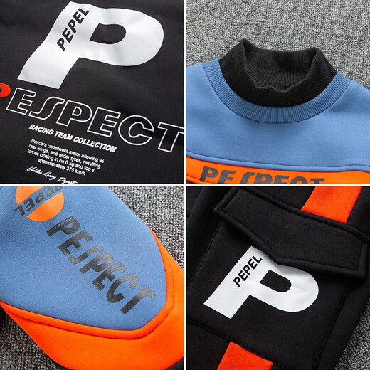 Three-piece set Monkey Brother Children's Clothing Boys' Velvet Suit Winter Clothes New Thickened Medium and Large Children's Winter Vest + Sweatshirt + Casual Pants Boys Student Three-piece Set 3-15 Years Old Trendy Off-White 140 (Recommended Height Around 130CM)