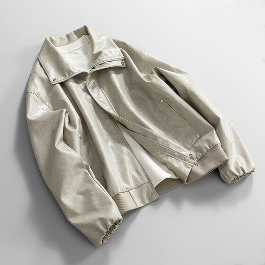 Men's Spring and Autumn Lapel Leather Jacket Youth Outdoor Sports and Leisure Versatile Leather Jacket New Windproof Leather Jacket Brown 2630 L Recommended 125-150Jin Jin equals 0.5 kg