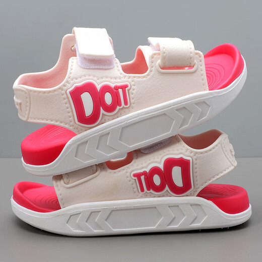 Children's and Girls' Sandals Internet Celebrities Sports, Leisure and Fashion Summer Boys and Baby Anti-Slip Korean Style Middle and Large Children's Beach Shoes Rose Red 33 Inner Length 20.5cm