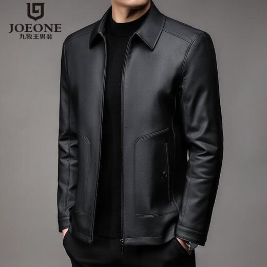 JOEONE 2026 Spring and Autumn Men's Jacket Business Stand Collar Pu Leather Jacket Short Casual Jacket Plus Velvet Thickening Black Thin M 170-