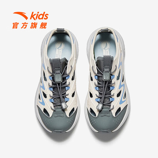 Anta Children's Sandals Universal Big Children's Baotou Beach Shoes 26 Summer Drawstring Outdoor Sports Frame Shoes Fish Belly White/Mica Gray-1 39