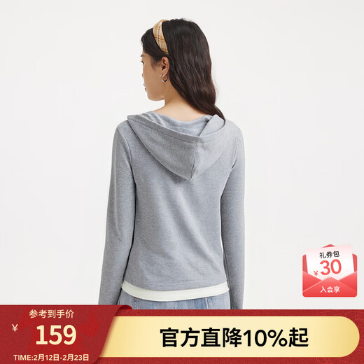 Hotwind shopping mall same style women's long-sleeved hooded cardigan 2026 spring new invisible zipper sports top 29 navy blue M