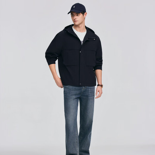 POLOWALK Men's Men's Jacket 2026 Spring New Simple Hooded Outdoor Casual Men's Top Jacket Navy S S