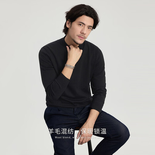 GUSKI brand cardigan men's machine washable worsted sweater spring and autumn solid color half turtleneck simple outer sweater base layer off-white gift box XL 180 reference weight 150-170Jin Jin is equal to 0.5 kg