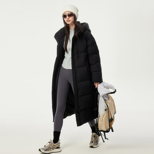 Tambor Down Jacket Women's Long Puff New National Standard 90 Fleece Hooded Fashion Winter Warm Jacket Black 160