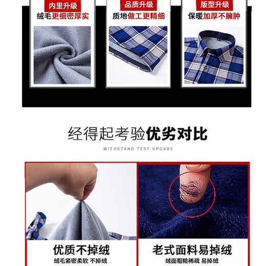 Winter warm shirt men's velvet thickened plaid long-sleeved shirt business casual middle-aged and elderly dad wear JY88-10 velvet thickened 5XL recommended 170-185Jin Jin equals 0.5 kg